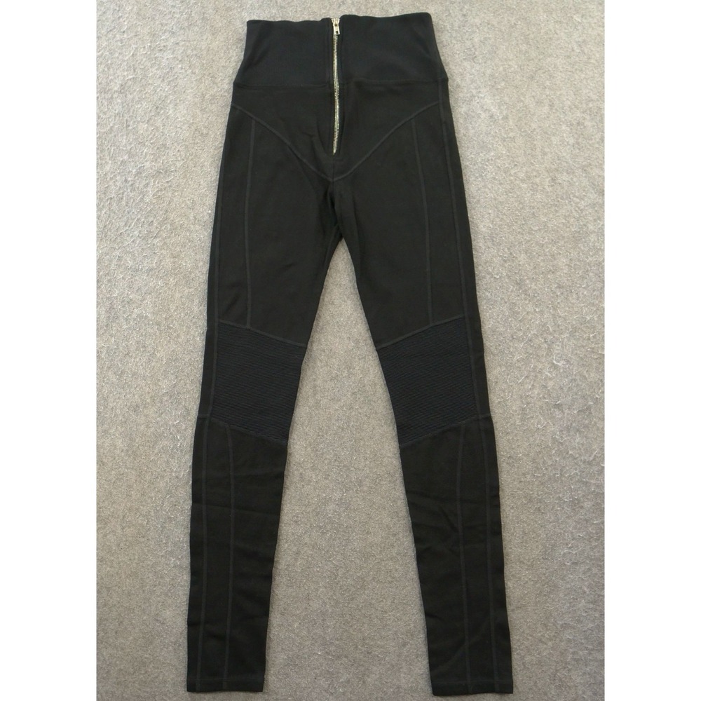 Aiello Frankies Bikinis Leggings Womens Medium Black Stretch High Waist Zipper